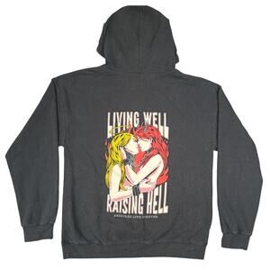 A$$holes Live Forever Men L Living Well Raising Hell Graphic Pullover Hoodie ALF